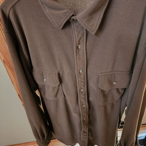 L.L. Bean Vintage Brown Fleece Button Down Warm LS Pocketed Sz. XL Shacket - Picture 2 of 10